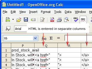 Into the first blank columns enter the html code